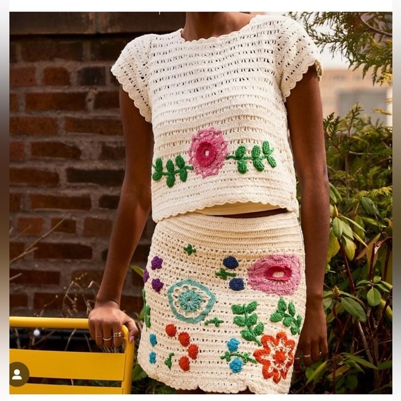 Love The Label Leighton Skirt Size XS NWT Multi Ivory Crochet Cotton Mini Boho - Picture 11 of 11